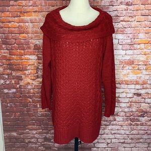 Vintage Dress Barn Deep Rust Red Cowl Neck Soft Knit Sweater